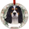 Tri-Color King Charles Cavalier Wreath Ornament