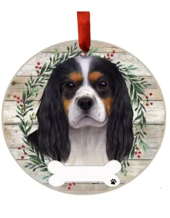 Tri-Color King Charles Cavalier Wreath Ornament