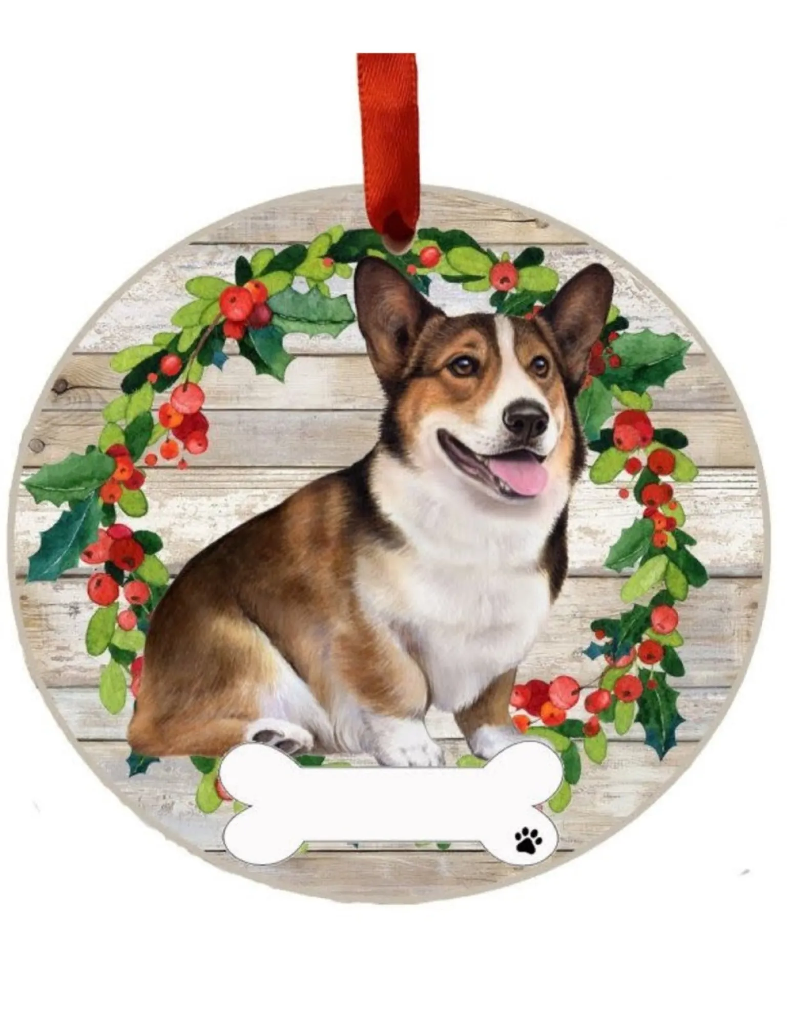 Welsh Corgi Full Body Wreath Ornament