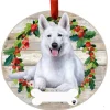 White German Shepherd Wreath Ornament