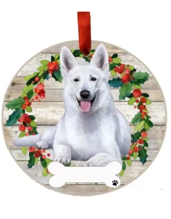 White German Shepherd Wreath Ornament