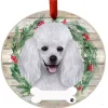 White Poodle Wreath Ornament