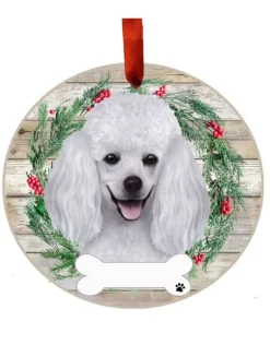 White Poodle Wreath Ornament