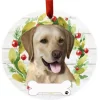 Yellow Labrador Wreath Ornament