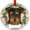 Yorkie Puppy Wreath Ornament